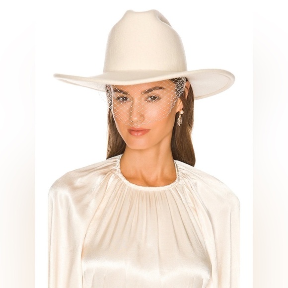 Monrowe Cowboy Hat With Veil in Cream Monrowe M minimalist festival - Picture 1 of 14